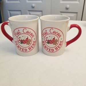 Two Royal Norfolk Greenbriar Hot Cocoa Served Holiday Stoneware Coffee Mug
